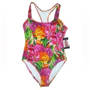 NWT Nicole Miller Malibu Bloom Floral One Piece Swimsuit